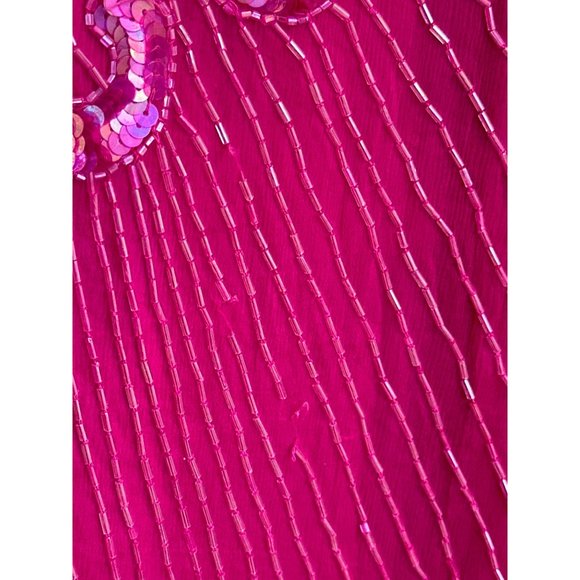 Vintage Carina Pink Silk Hand-Beaded Dress XL See Measurements Glam Hollywood - Picture 7 of 16